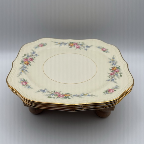 VTG Homer Laughlin‎ Eggshell GeorgianUSA A49N5 Square Salad Plates Set of 4 - Picture 10 of 10